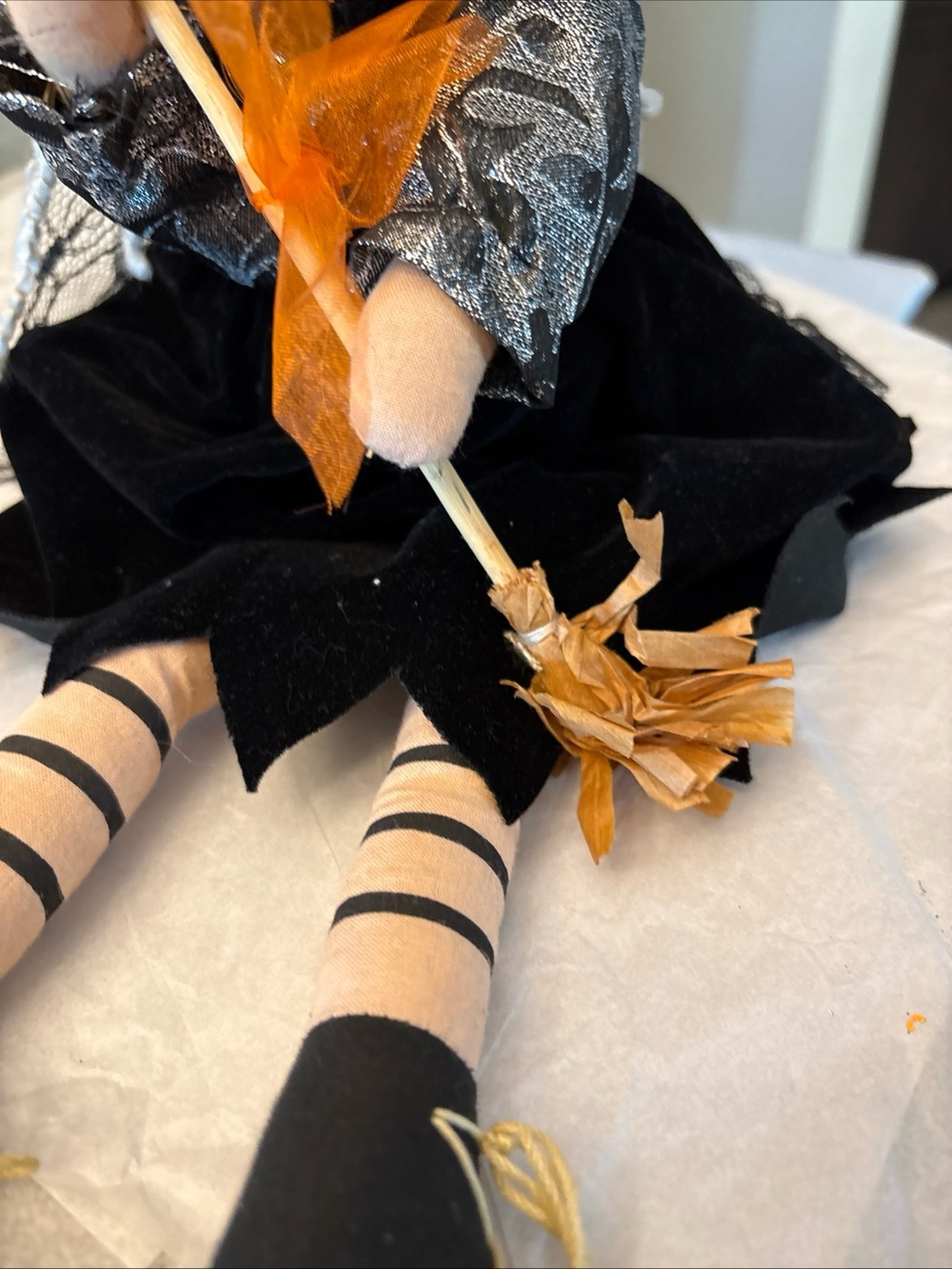 Vintage Halloween Fabric Witch Shelf Sitter - Picture 3 of 9